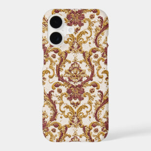 Ivory Baroque Ornament with Gold and Burgundy iPhone 17 Case
