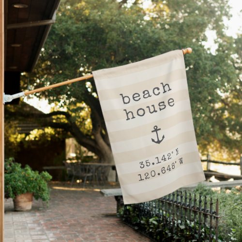 Ivory  Beach House Custom Coordinates House Flag