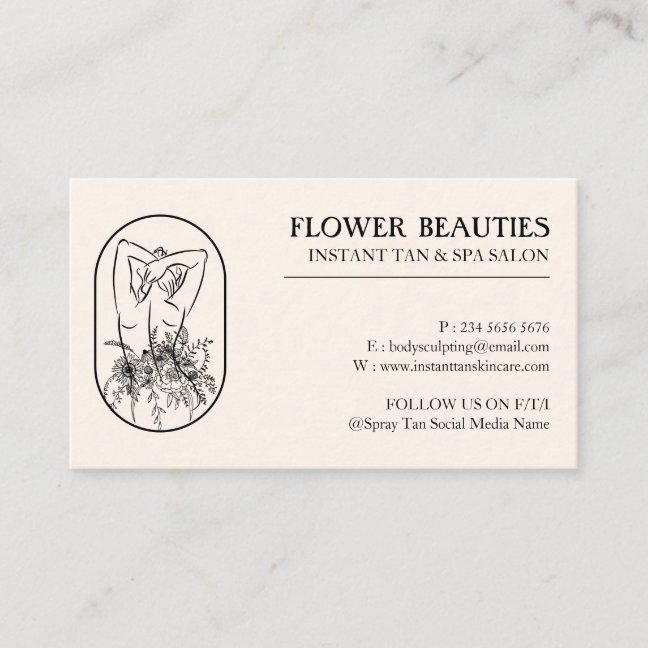 Ivory Beige Beauty Feminine Woman Tan Business Card
