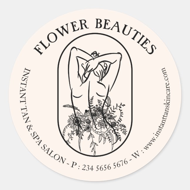 Ivory Beige Beauty Feminine Woman Tanning Body Classic Round Sticker