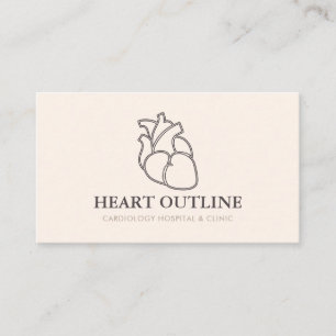 Ivory Beige Blush Cardiologist Doctor Heart Business Card