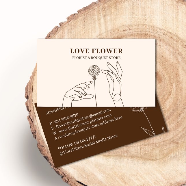 Ivory Beige Blush Dandelion Flower Hands Business Card (Creator Uploaded)