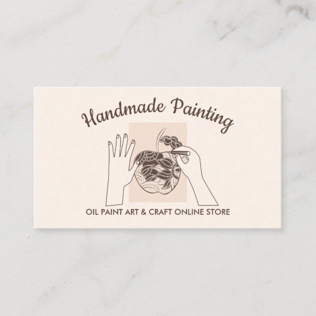 Ivory Beige Blush Handmade Hobby Painting Business Card (Front)