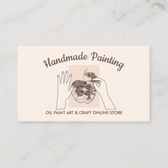 Ivory Beige Blush Handmade Hobby Painting Business Card