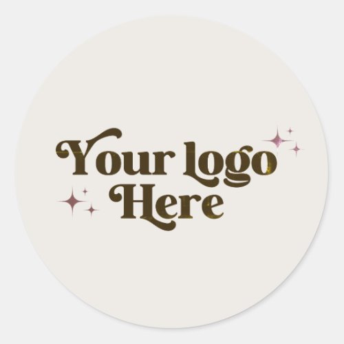 Ivory Beige Boho Small Business Logo Thank You Classic Round Sticker