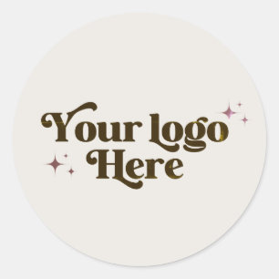 Ivory Beige Boho Small Business Logo Thank You Classic Round Sticker