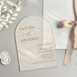 Ivory Beige Elegant Simple Wedding Acrylic Invitations