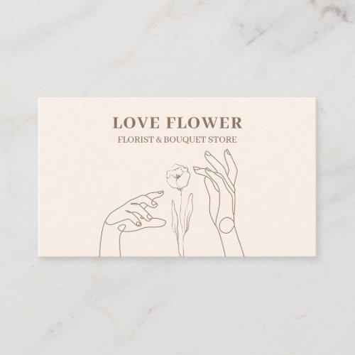 Ivory Beige Florist Hold Hand Flower Daisy Business Card