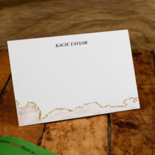 Ivory Beige Gold Border Personalized Note Cards