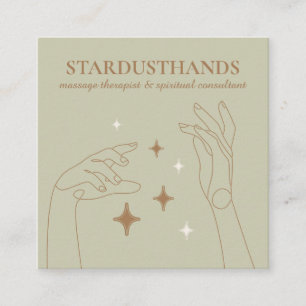 Ivory Beige Healing Energy Hands Therapy Massage Square Business Card