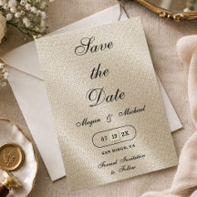 Ivory Beige Linen Texture Style Simple Wedding