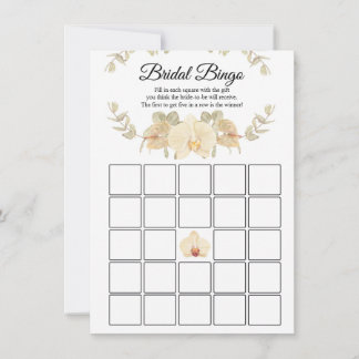 Ivory, Beige, Orchids & Eucalyptus Bridal Bingo Invitation