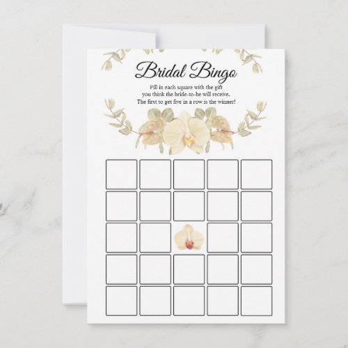 Ivory Beige Orchids  Eucalyptus Bridal Bingo Invitation