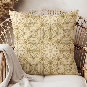 Ivory beige pastel art nouveau morris pattern throw pillow