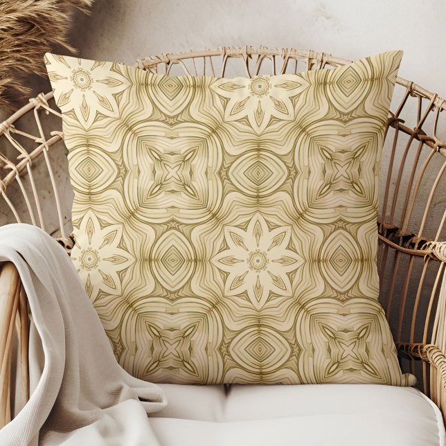 Ivory beige pastel art nouveau morris pattern throw pillow (Ivory beige pastel art nouveau morris pattern throw pillow)