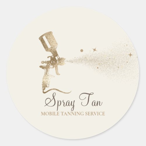 Ivory Beige Spray Tan Mobile Tanning Air Brush Classic Round Sticker