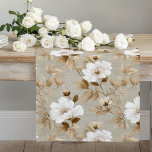 Ivory Beige White Flowers Earthy Table Runner<br><div class="desc">✅ For matching items search 137B in my collections ✅ 💙 Contact me for personalization Enhance your dining space with this elegant table runner featuring delicate white flowers in soft neutral colors like ivory, beige, taupe, and light brown. The tropical floral design blends beautifully with earthy tones, creating a warm...</div>