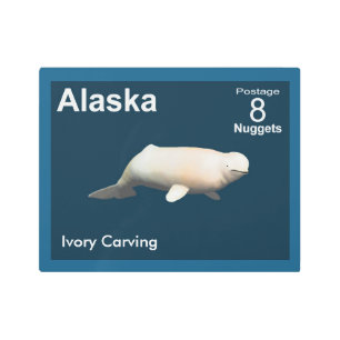 Ivory Beluga - Alaska Postage Metal Print