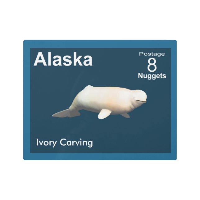 Ivory Beluga - Alaska Postage Metal Print (Front)