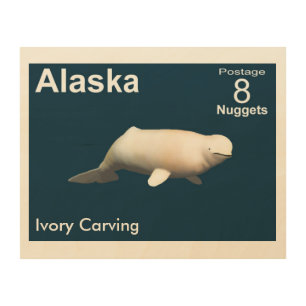 Ivory Beluga - Alaska Postage Wood Wall Art