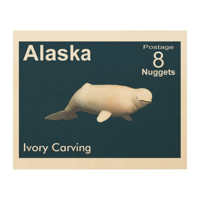Ivory Beluga - Alaska Postage Wood Wall Art (Front)