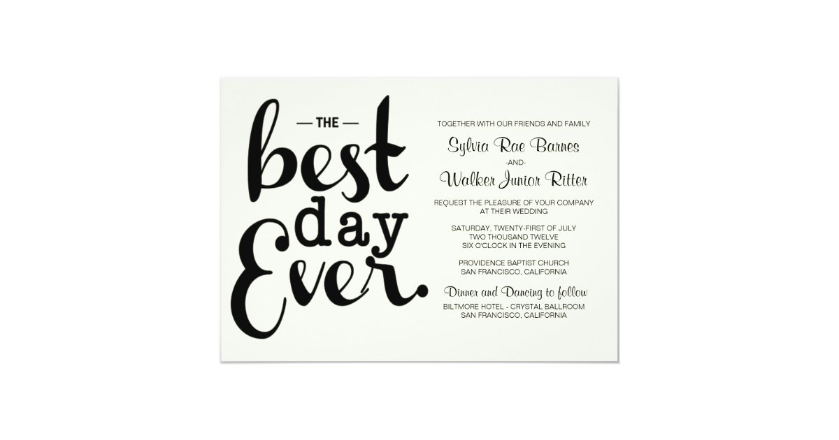 Ivory Best Day Ever Wedding Invitation Zazzle Ivory Best Day Ever Wedding