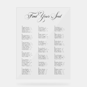 Ivory Black Alphabetical Wedding Seating Chart