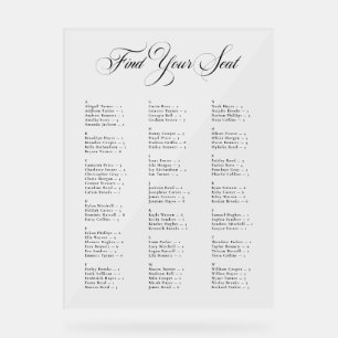 Ivory Black Alphabetical Wedding Seating Chart