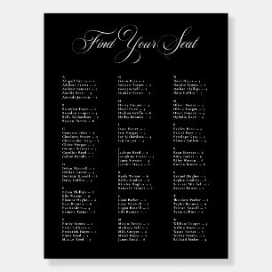 Ivory Black Alphabetical Wedding Seating Chart Foam Board
