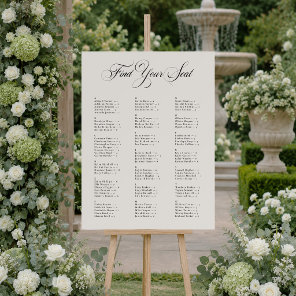 Ivory Black Alphabetical Wedding Seating Chart Foam Board