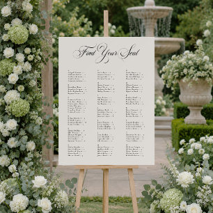Ivory Black Alphabetical Wedding Seating Chart Foam Board