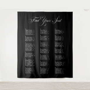Ivory Black Alphabetical Wedding Seating Chart Tapestry