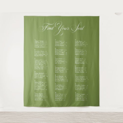 Ivory Black Alphabetical Wedding Seating Chart Tapestry