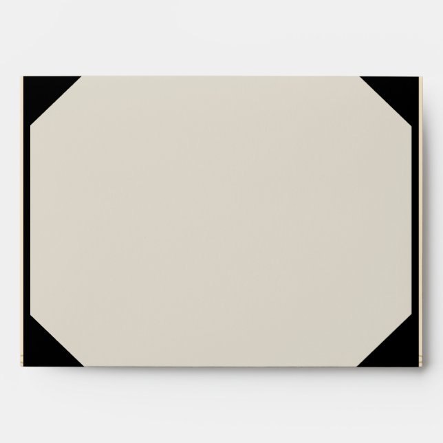Ivory Black and Gold Damask Wedding Envelope (Front)