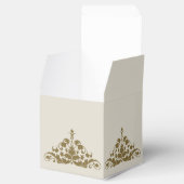 Ivory Black and Gold Damask Wedding Favor Box (Opened)