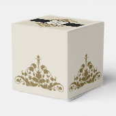 Ivory Black and Gold Damask Wedding Favor Box (Back Side)