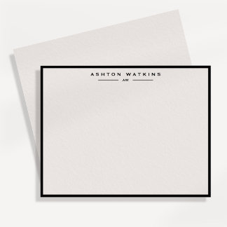 Ivory Black Border Personalized Note Card