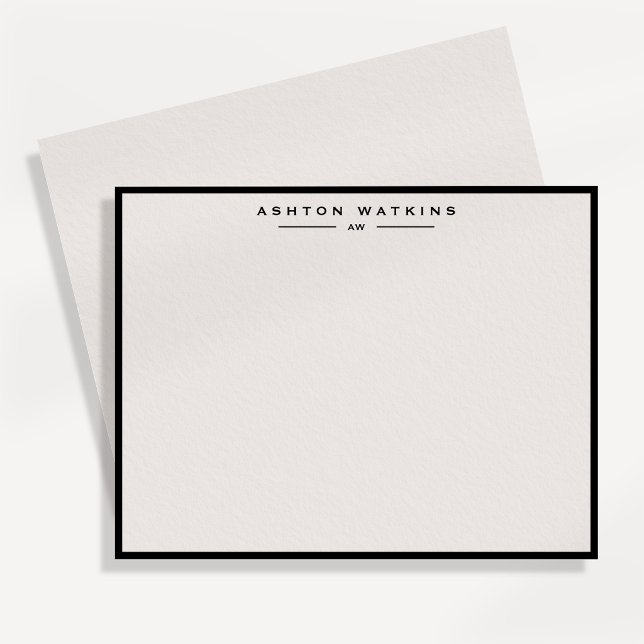Ivory Black Border Personalized Note Card (Creator Uploaded)