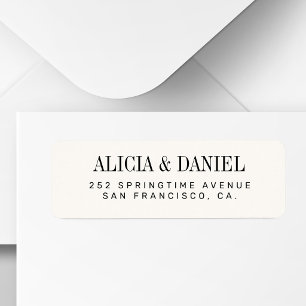 Ivory black elegant wedding return address label