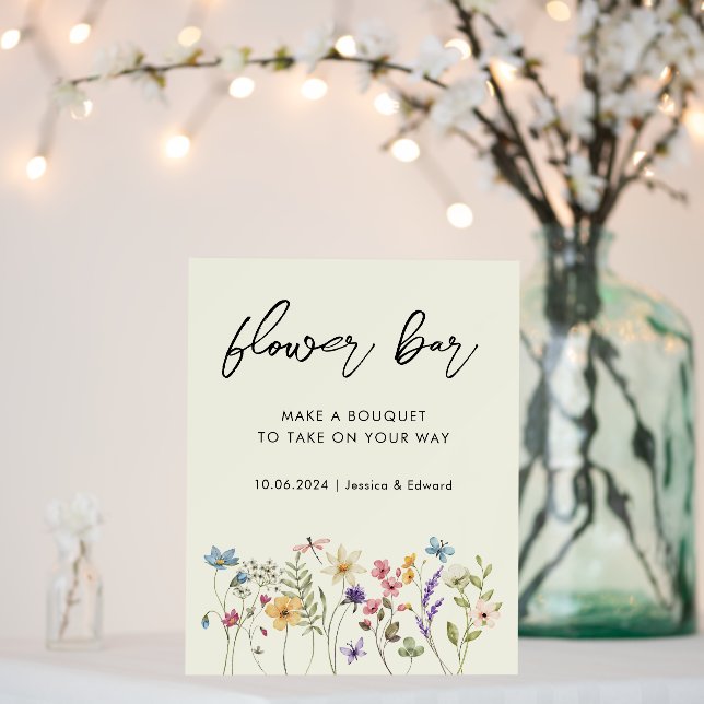 Ivory Black Flower Bar Minimal Floral Bouquet Foam Board (In Situ (Wedding))