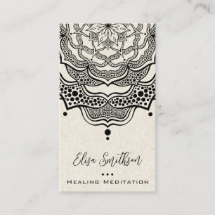  Ivory Black Mandala Yoga Reiki Healing Meditation Business Card
