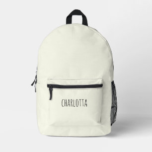 Ivory   Black Personalized Name  Printed Backpack