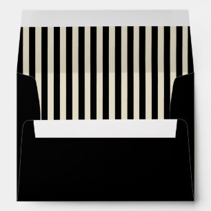 Ivory & Black Stripes Retro Wedding Envelope
