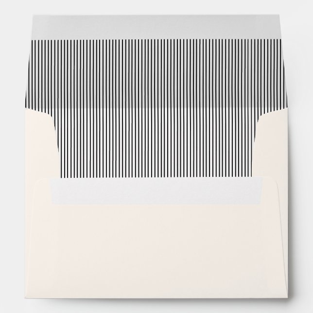 Ivory & Black Stripes Wedding Envelope (Back (Bottom))