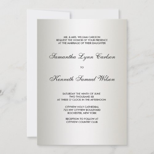 Ivory Black Tie Damask Wedding Invitations