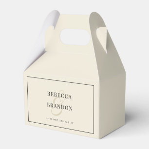 Ivory & Black Vintage Old Money Names Wedding Favor Boxes