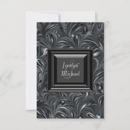 Ivory Black White Wedding RSVP