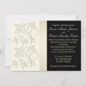 Ivory, Black with Pearl Love Knot Invite (Back)