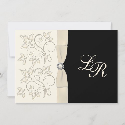 Ivory Black with Pearl Love Knot Invite