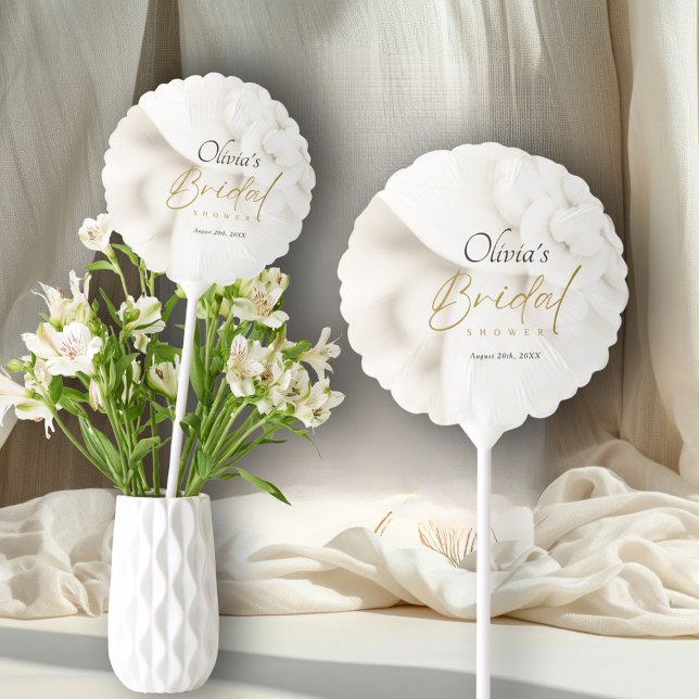 Ivory Bloom & Elegant Gold Script Bridal Shower Balloon (Creator Uploaded)